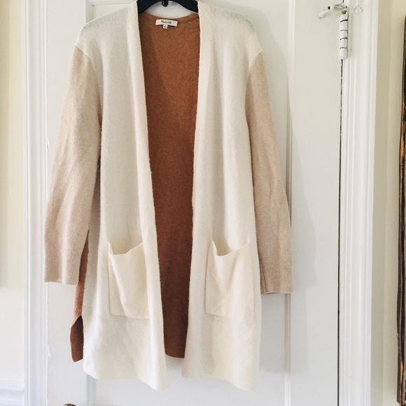 Madewell Kent Heather Color Block Alpaca Blend Open Cardigan - Picture 3 of 8